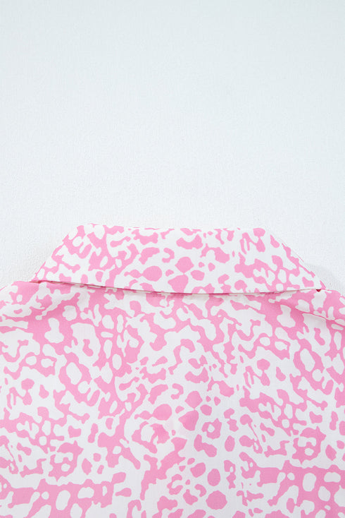 Mixed Print Stripe And Animal Pattern Button Down Shirt