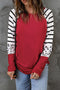 Mixed Print Stripe And Animal Pattern Long Sleeve Top