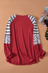 Mixed Print Stripe And Animal Pattern Long Sleeve Top