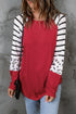 Mixed Print Stripe And Animal Pattern Long Sleeve Top