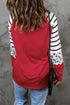 Mixed Print Stripe And Animal Pattern Long Sleeve Top
