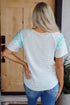 Mixed Print Stripe And Floral Round Neck Tee