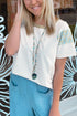 Mixed Print Stripe And Floral Round Neck Tee