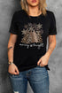 Mixed Print Trees Graphic Crew Neck Tee