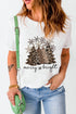Mixed Print Trees Graphic Crew Neck Tee