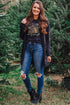 Mixed Print Trees Graphic Crew Neck Tee
