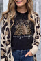 Mixed Print Trees Graphic Crew Neck Tee