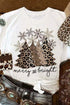 Mixed Print Trees Graphic Crew Neck Tee