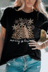 Mixed Print Trees Graphic Crew Neck Tee
