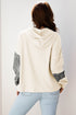 Mixed Print Waffle Knit Button Front Hooded Pullover