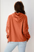 Mixed Print Waffle Knit Button Front Hooded Pullover