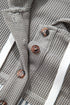 Mixed Print Waffle Knit Button Front Hooded Pullover