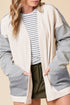 Mixed Print Waffle Knit Patch Pocket Cardigan