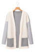 Mixed Print Waffle Knit Patch Pocket Cardigan