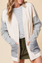 Mixed Print Waffle Knit Patch Pocket Cardigan