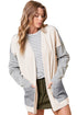 Mixed Print Waffle Knit Patch Pocket Cardigan