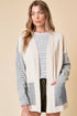 Mixed Print Waffle Knit Patch Pocket Cardigan