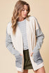 Mixed Print Waffle Knit Patch Pocket Cardigan