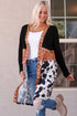 Mixed Print Western Style Open Front Cardigan