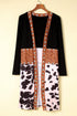Mixed Print Western Style Open Front Cardigan