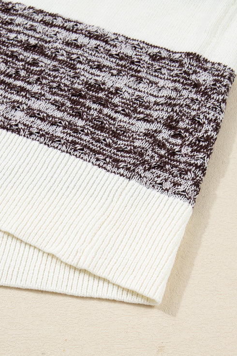 Mixed Stitch Block Stripe Crew Neck Sweater