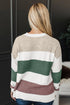 Mixed Stitch Block Stripe Crew Neck Sweater