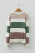 Mixed Stitch Block Stripe Crew Neck Sweater