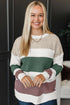 Mixed Stitch Block Stripe Crew Neck Sweater