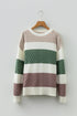 Mixed Stitch Block Stripe Crew Neck Sweater