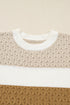 Mixed Stitch Block Stripe Crew Neck Sweater