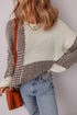 Mixed Stitch Color Block Drop Shoulder Pullover Sweater