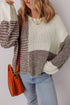 Mixed Stitch Color Block Drop Shoulder Pullover Sweater
