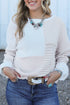 Mixed Stitch Crew Neck Drop Shoulder Sweater