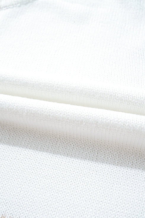 Mixed Stitch Crew Neck Drop Shoulder Sweater