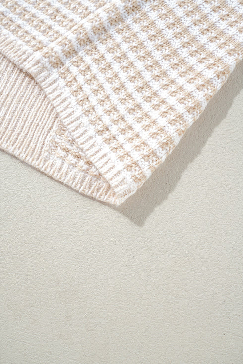 Mixed Stitch Crew Neck Drop Shoulder Sweater