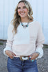 Mixed Stitch Crew Neck Drop Shoulder Sweater
