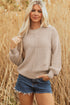 Mixed Stitch Exposed Seam Crew Neck Pullover Sweater