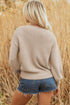 Mixed Stitch Exposed Seam Crew Neck Pullover Sweater
