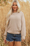 Mixed Stitch Exposed Seam Crew Neck Pullover Sweater