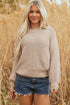 Mixed Stitch Exposed Seam Crew Neck Pullover Sweater