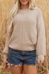 Mixed Stitch Exposed Seam Crew Neck Pullover Sweater