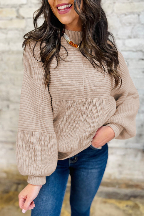 Mixed Stitch Exposed Seam Crew Neck Pullover Sweater