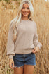Mixed Stitch Exposed Seam Crew Neck Pullover Sweater