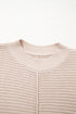 Mixed Stitch Exposed Seam Crew Neck Pullover Sweater
