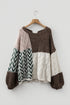 Mixed Stitch Geometric Patchwork Crew Neck Sweater