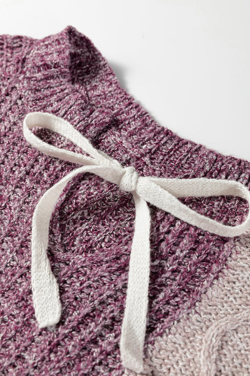 Mixed Stitch Geometric Patchwork Crew Neck Sweater
