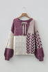 Mixed Stitch Geometric Patchwork Crew Neck Sweater