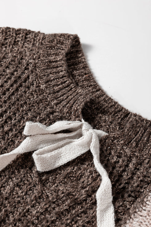 Mixed Stitch Geometric Patchwork Crew Neck Sweater
