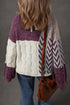 Mixed Stitch Geometric Patchwork Crew Neck Sweater