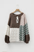 Mixed Stitch Geometric Patchwork Crew Neck Sweater